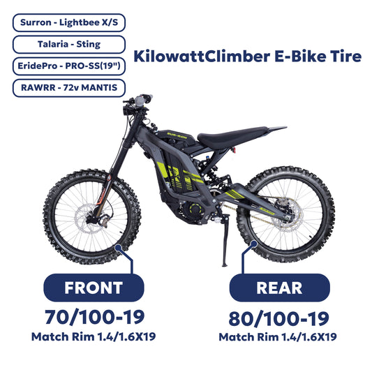PIVOTRAX KC KilowattClimber E-Bike Tire 80/100-19 Position: Rear Compatible with: Surron, Talaria