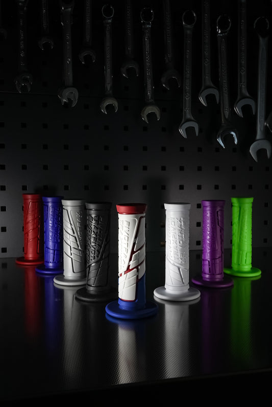 GRIPi Handlebar Grips – Triple Color Injection (Red/Blue/White), Fit for Dirt Bikes & E-Dirt Bikes, Anti-Slip, Durable Motorcycle Grips